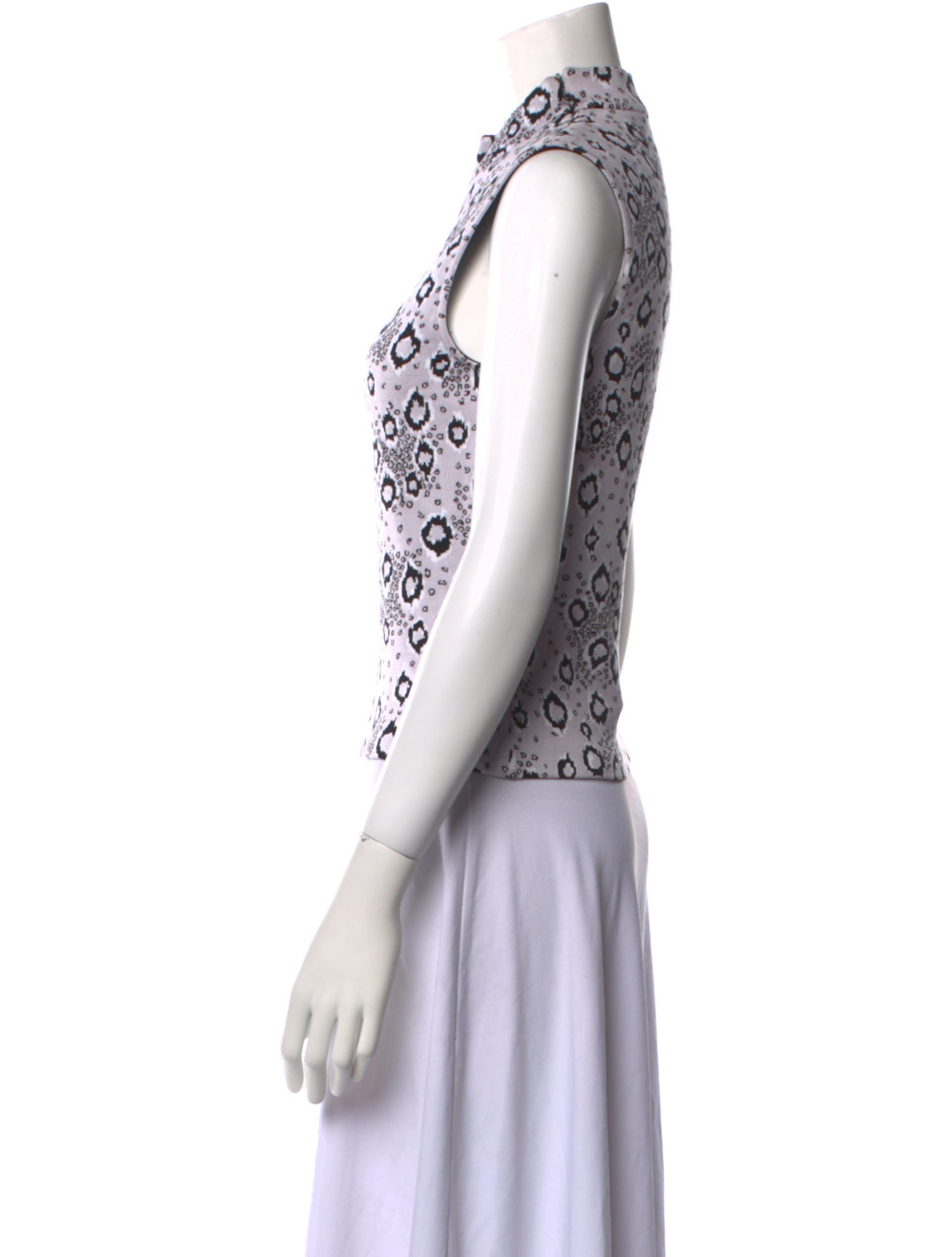 St. John Printed Mock Neck Top